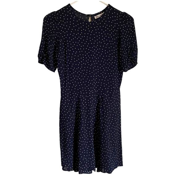 Reformation Gracie Navy Blue Polka Dot Mini Dress SIZE 4 EUC Retro Classic - Picture 4 of 14